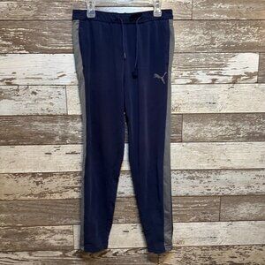 Puma Navy Blue Grey Stripe Athletic Wear Men's Jogger Sweatpants